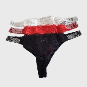 3-Pack Rhinestone Strap Thongs – Size XL Waist 34-36", Hips 43-45"